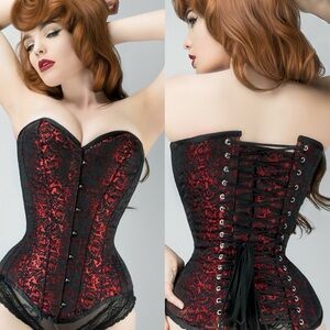 Elegant Black and Red Lace Corset